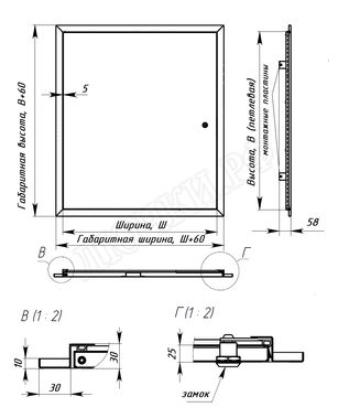 Люк сантехнический Утеплённый премиум, Сталь 200*1200 Люк сантехнический Утеплённый премиум, Сталь 200*1200